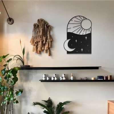 Gece ve Gündüz Temalı Estetik Metal Duvar Dekoru