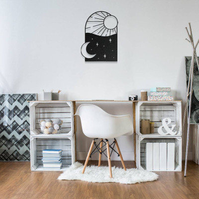 Gece ve Gündüz Temalı Estetik Metal Duvar Dekoru