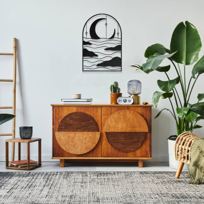 Ay ve Dalga Temalı Modern Metal Duvar Dekoru