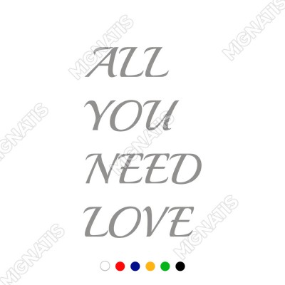 El Yazısı All You Need Love Duvar Yazısı Sticker 60x37cm