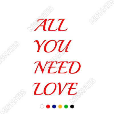 El Yazısı All You Need Love Duvar Yazısı Sticker 60x37cm