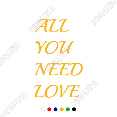 El Yazısı All You Need Love Duvar Yazısı Sticker 60x37cm