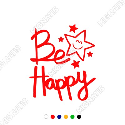 El Yazısı ile Yazılmış Be Happy Yazısı Sticker 60x52cm
