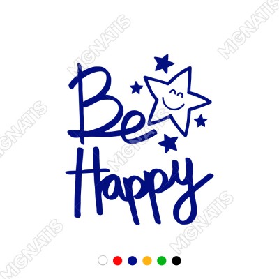 El Yazısı ile Yazılmış Be Happy Yazısı Sticker 60x52cm