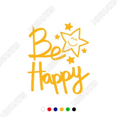 El Yazısı ile Yazılmış Be Happy Yazısı Sticker 60x52cm