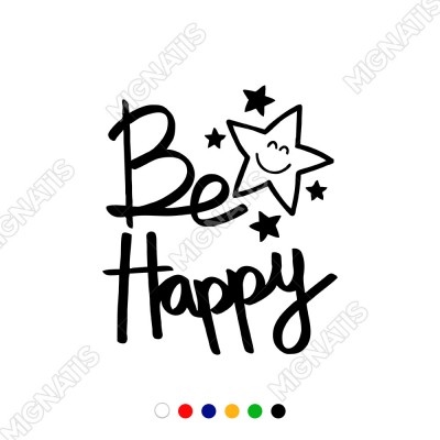 El Yazısı ile Yazılmış Be Happy Yazısı Sticker 60x52cm