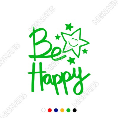 El Yazısı ile Yazılmış Be Happy Yazısı Sticker 60x52cm