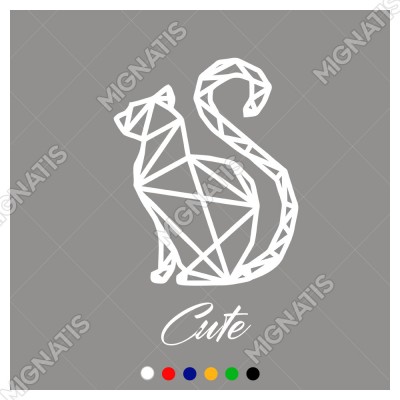 El Yazısı İle Yazılmış Cute Yazısı ve Kedi Sticker 60x33cm
