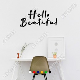 El Yazısı ile Yazılmış Hello Beatiful Yazısı Sticker 60x27cm