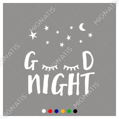 El Yazısı ile Yazılmış Sevimli Şekilde Good Night Yazısı Sticker 60x58cm