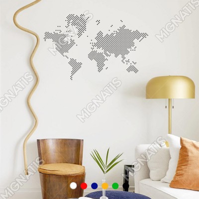 Nokta Nokta Dünya Haritası Duvar Oda Salon İş Yeri İçin Sticker 100x63cm