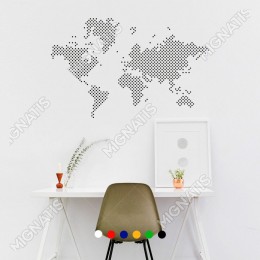 Nokta Nokta Dünya Haritası Duvar Oda Salon İş Yeri İçin Sticker 60x38cm