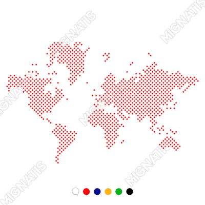 Nokta Nokta Dünya Haritası Duvar Oda Salon İş Yeri İçin Sticker 60x38cm