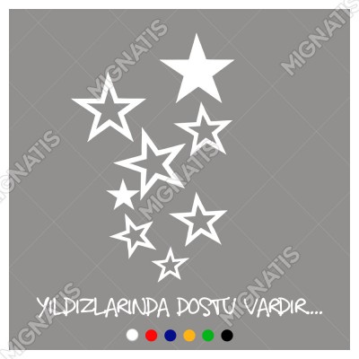 Yıldızlarında Dostu Vardır Duvar Yazısı Sticker 60x60cm