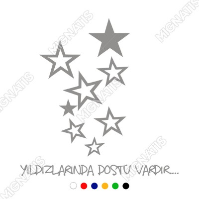Yıldızlarında Dostu Vardır Duvar Yazısı Sticker 60x60cm