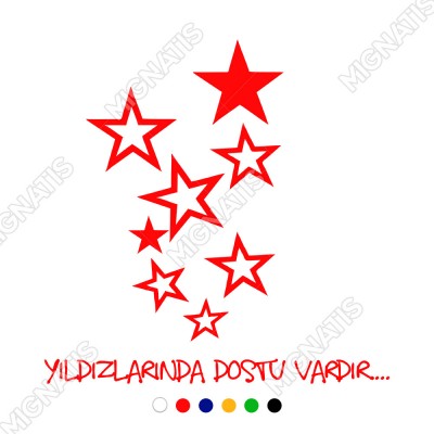 Yıldızlarında Dostu Vardır Duvar Yazısı Sticker 60x60cm