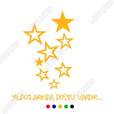Yıldızlarında Dostu Vardır Duvar Yazısı Sticker 60x60cm