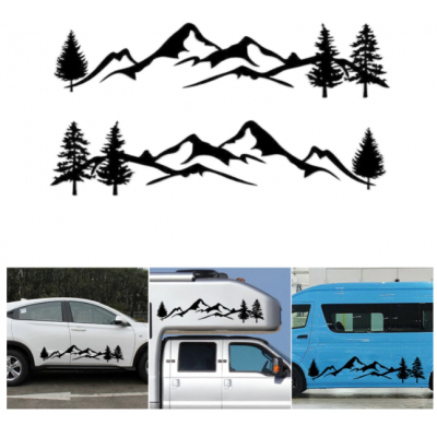 Sıcak satış 2 * araba Sticker dağ çıkartma ağacı orman karavan sticker