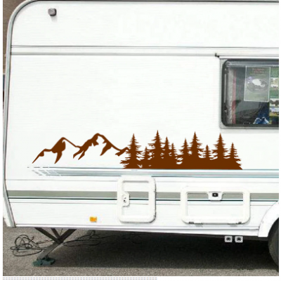 SUV RV Camper Offroad ağacı orman araba dekor doğa sahne dağ çıkartması karavan sticker