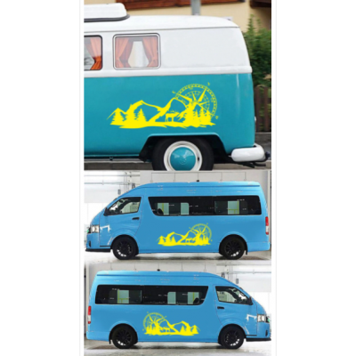Araba çıkartmaları ve çıkartmaları pratik ağaçları dağlar araba çıkartmaları karavan sticker