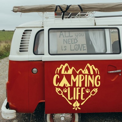 Kişiye Karavana Özel Camping Life Versiyon 2 Sticker Yapıştırma 