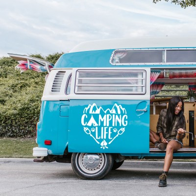 Kişiye Karavana Özel Camping Life Versiyon 2 Sticker Yapıştırma 