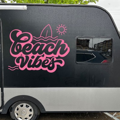Beach Vibes Karavan Sticker - Araç Sticker Yapıştırma
