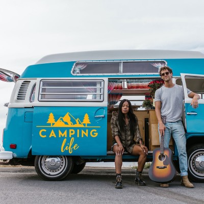 Kişiye Karavana Özel Camping Life Sticker Yapıştırma 