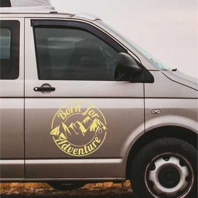 Kişiye Karavana Özel Born For Adventure Sticker Yapıştırma