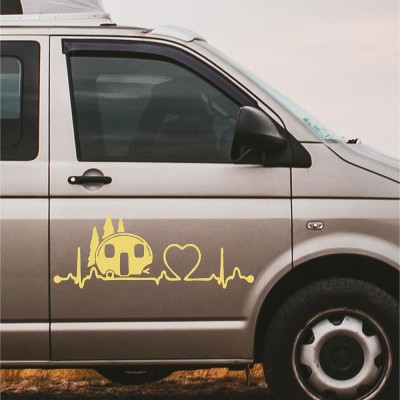 Kişiye Karavana Özel Kalp Atışlı Karavan Sticker Yapıştırma 