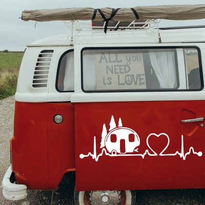 Kişiye Karavana Özel Kalp Atışlı Karavan Sticker Yapıştırma 