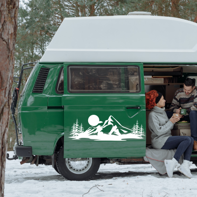 Ağaç ve Dağ Ay Karavan Sticker - Araç Sticker Yapıştırma