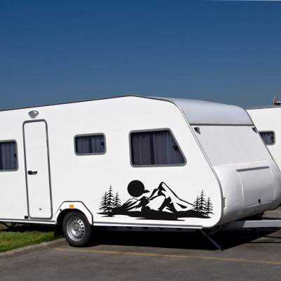 Ağaç ve Dağ Ay Karavan Sticker - Araç Sticker Yapıştırma