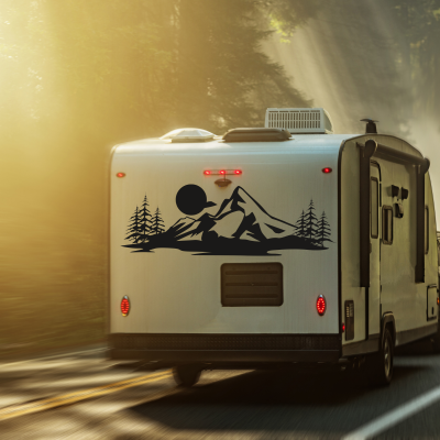Ağaç ve Dağ Ay Karavan Sticker - Araç Sticker Yapıştırma