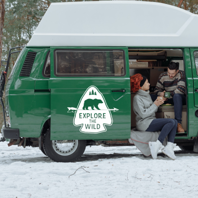 Explore The Wild Karavan Sticker - Araç StickerYapıştırma