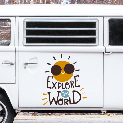 Explore The World Karavan Sticker - Araç Sticker Yapıştırma