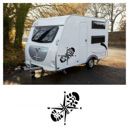 Kişiye Karavana Özel Ayak İzi Pusula sticker Yapıştırma 