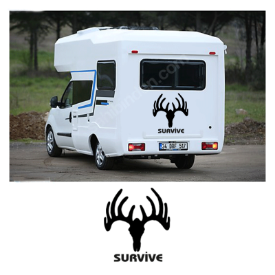 Kişiye Karavana Özel Geyik Survive Sticker Yapıştırma  Kişiye Karavana Özel Geyik Survive Sticker Yapıştırma