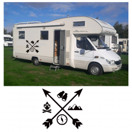 kişiye Karavana özel kamp monogramı oklar dürbün kamp ateşi sticker Yapıştırma 