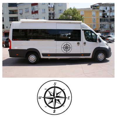 Kişiye Karavana özel pusula Sticker Yapıştırma 