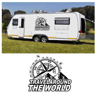 Kişiye Karavana Özel Travel Around The World Dağ Sticker yapıştırma Kişiye Karavana Özel Travel Around The World Dağ Sticker yapıştırma