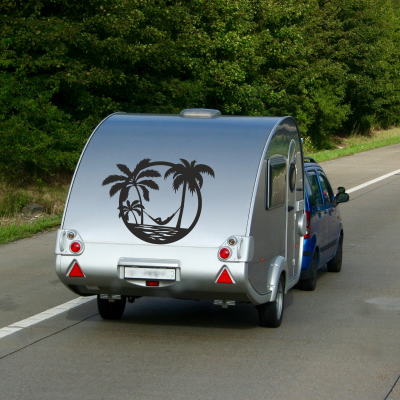 Palmiye Ağacı ve Yaz Karavan Sticker - Araç Sticker Yapıştırma