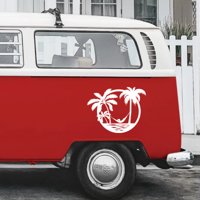 Palmiye Ağacı ve Yaz Karavan Sticker - Araç Sticker Yapıştırma