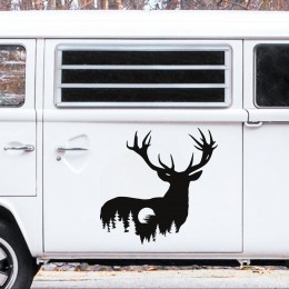 Vahşi Geyik ve Orman Karavan Sticker - Araç Sticker Yapıştırma