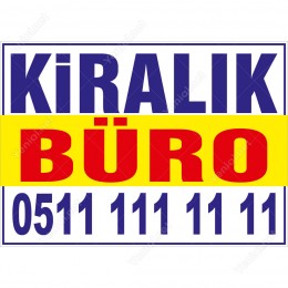 Kiralık Büro Daire Branda Afişi (Sarı Mavi Renk)