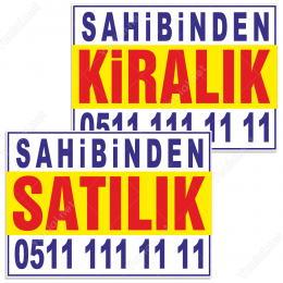Sahibinden Satılık - Kiralık Branda Afiş (Ölçü Seçenekli)