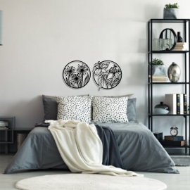 2 Parça Çiçekler Seti Duvar Oda Ev Aksesuarı Metal Tablo 