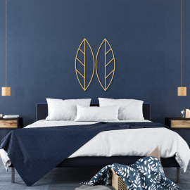2 Parça Yaprak Duvar Oda Ev Aksesuarı Metal Tablo 