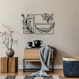 3 Parça Çiçek Duvar Oda Ev Aksesuarı Metal Tablo 