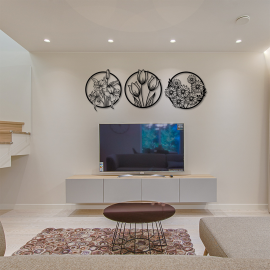 3 Parça Çiçekler Seti Duvar Oda Ev Aksesuarı Metal Tablo 